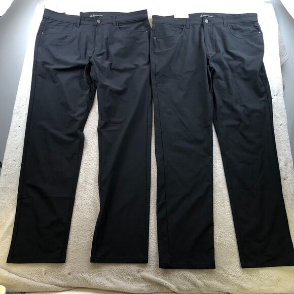 NWT Members Mark Mens Performance Pants 36x32 Lot of Two Slim Fit Black Casual - Picture 12 of 13